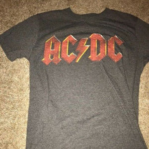 AC/DC Women's XS T-shirt Grey 80s Rock Hairband